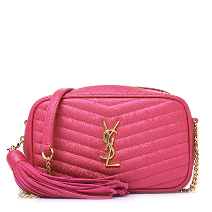 Saint Laurent Grain De Poudre Matelasse Monogram Mini Lou Camera Bag Fuchsia 1 of 12