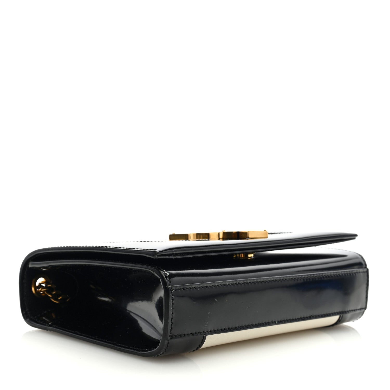 Saint Laurent Nappa Patent Calfskin Two-Toned Small Monogram Kate Satchel Alabastro Black 4 of 8