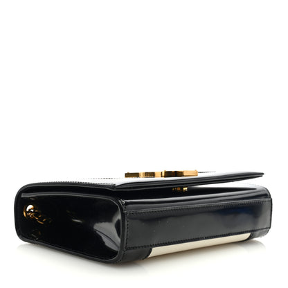 Saint Laurent Nappa Patent Calfskin Two-Toned Small Monogram Kate Satchel Alabastro Black 4 of 8