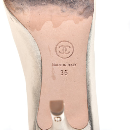 Chanel Metallic Lambskin CC Pumps 36 Light Gold Black 7 of 9