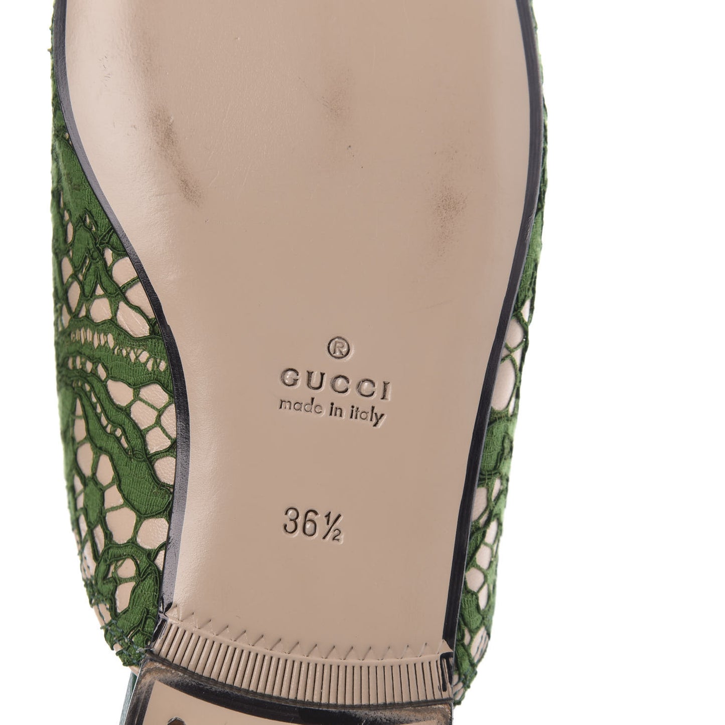Lace Malaga Kid Womens Princetown Slippers 36.5 Green Grass Skin Rose