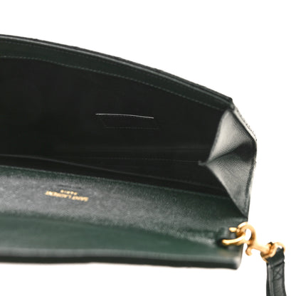 Saint Laurent Grain De Poudre Textured Mixed Matelasse Triquilt Monogram Clutch Vert Fonce 5 of 10