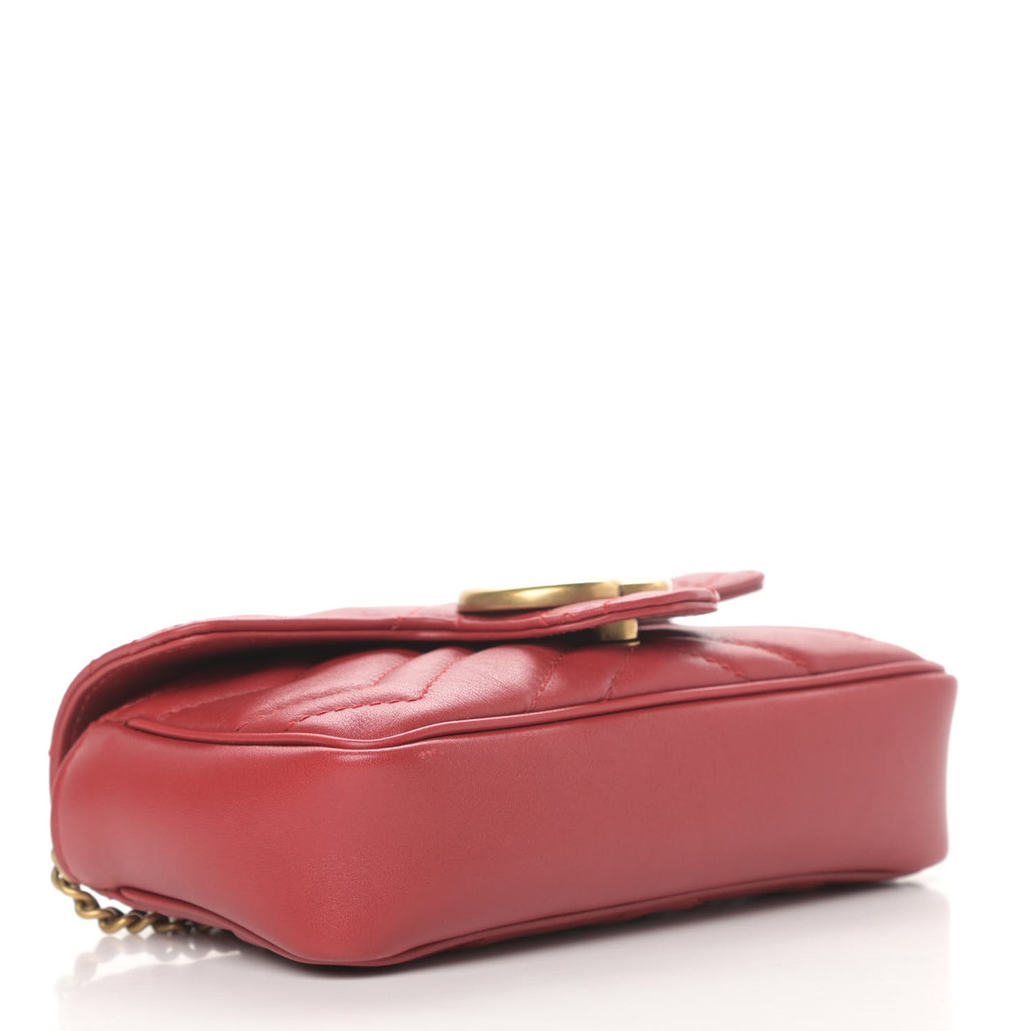 Calfskin Matelasse Super Mini GG Marmont Shoulder Bag Hibiscus Red
