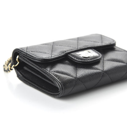 Chanel Caviar Quilted Flap Card Holder On Chain Black 6 of 11