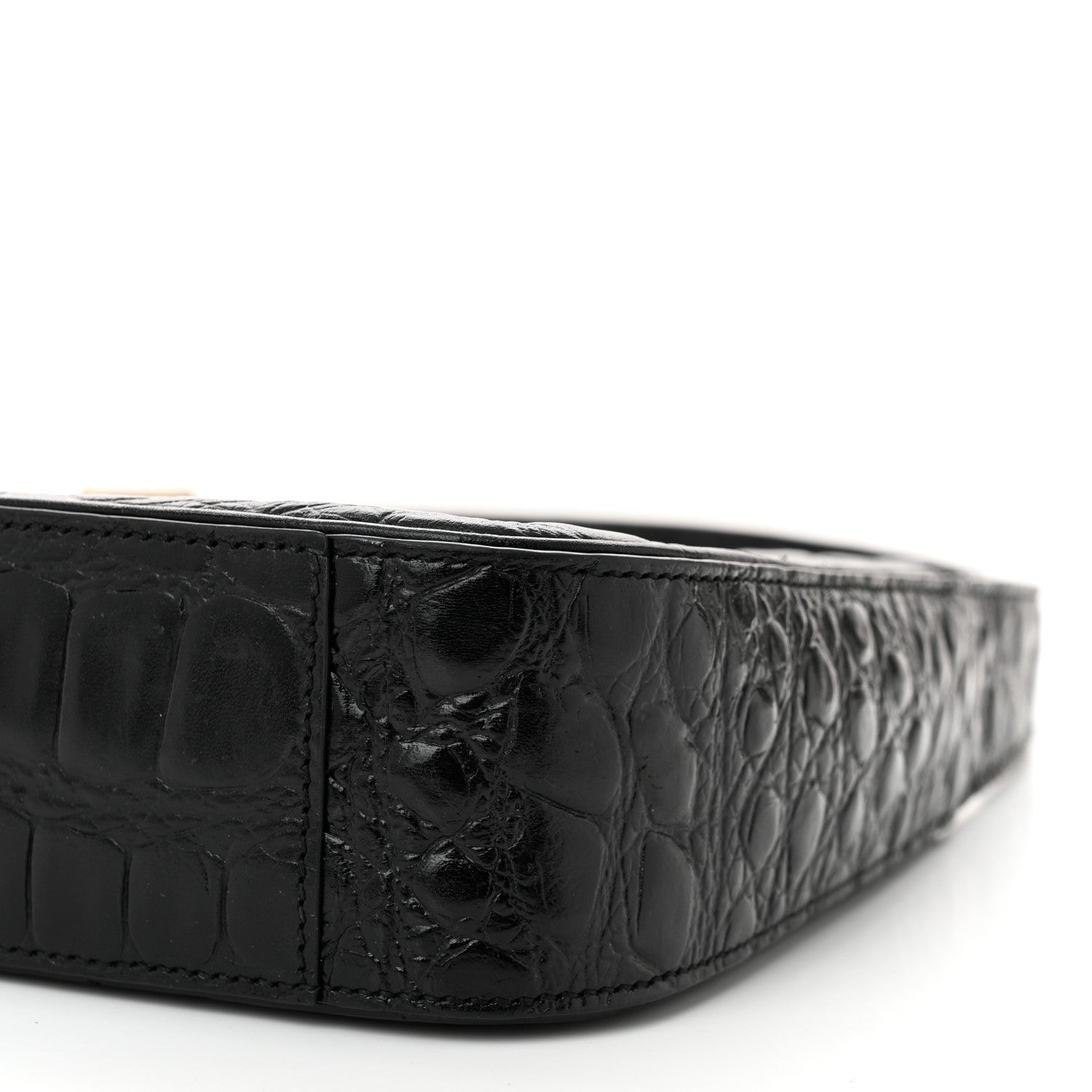 Saint Laurent Calfskin Crocodile Embossed LE 5 A 7 Hobo Black 10 of 10