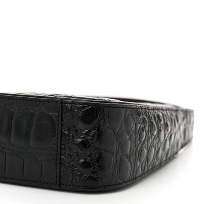 Saint Laurent Calfskin Crocodile Embossed LE 5 A 7 Hobo Black 10 of 10