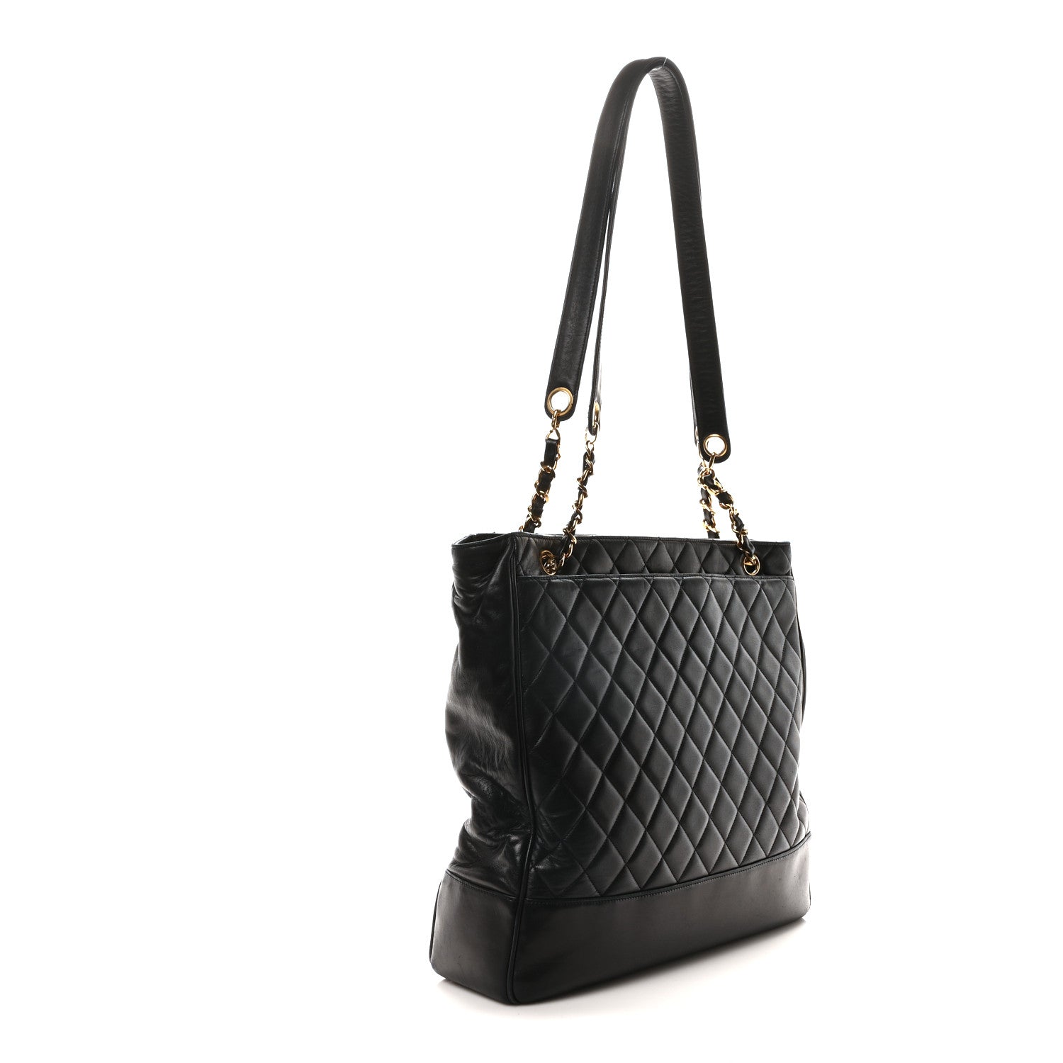 Chanel Lambskin Quilted Shopping Tote Black 3 of 11