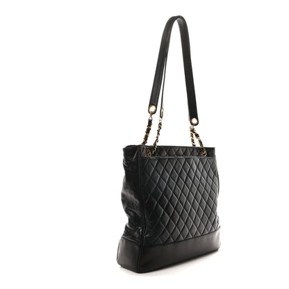 Chanel Lambskin Quilted Shopping Tote Black 3 of 11