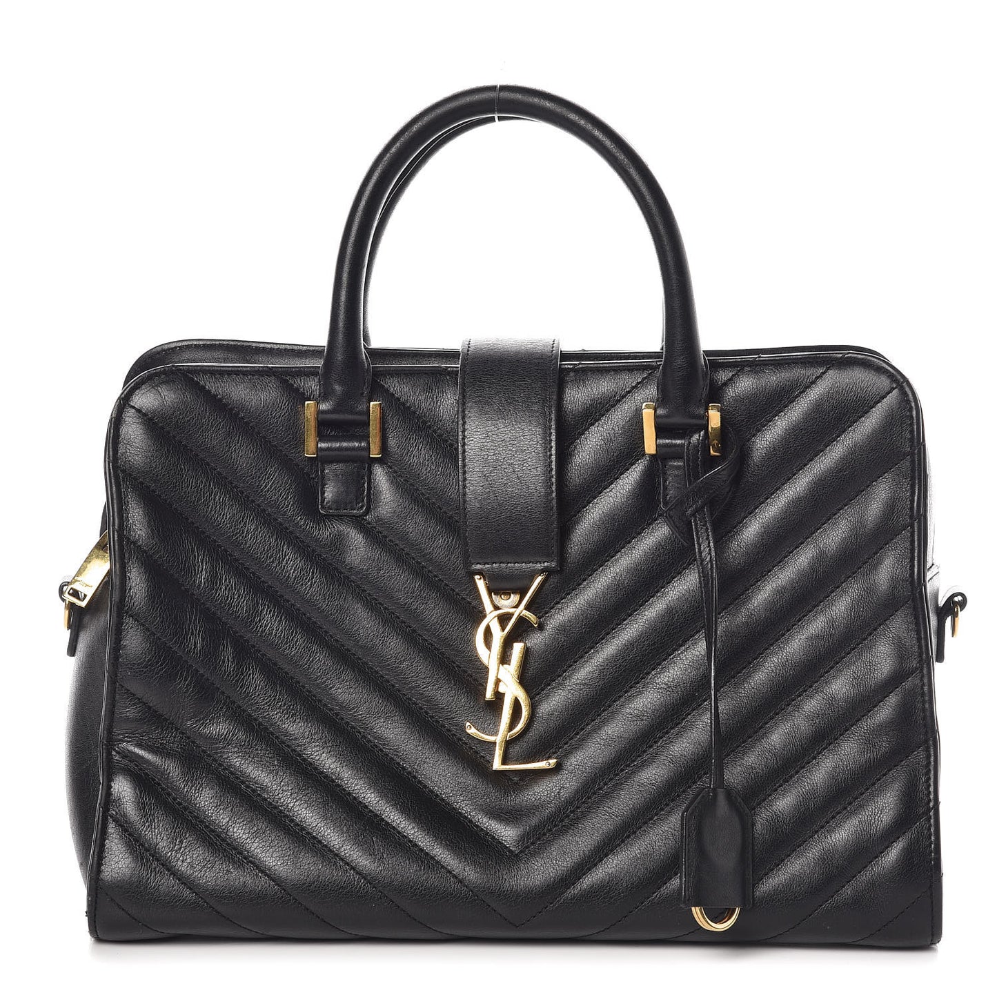 Calfskin Matelasse Chevron Small Monogram Cabas Black