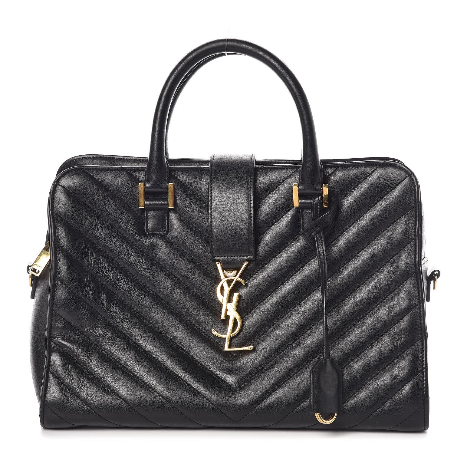 Saint Laurent Calfskin Matelasse Chevron Small Monogram Cabas Black 1 of 8