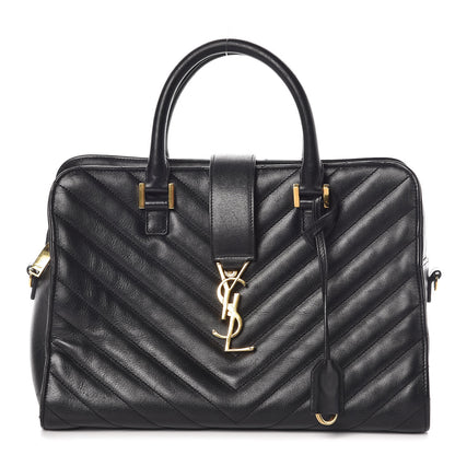 Saint Laurent Calfskin Matelasse Chevron Small Monogram Cabas Black 1 of 8