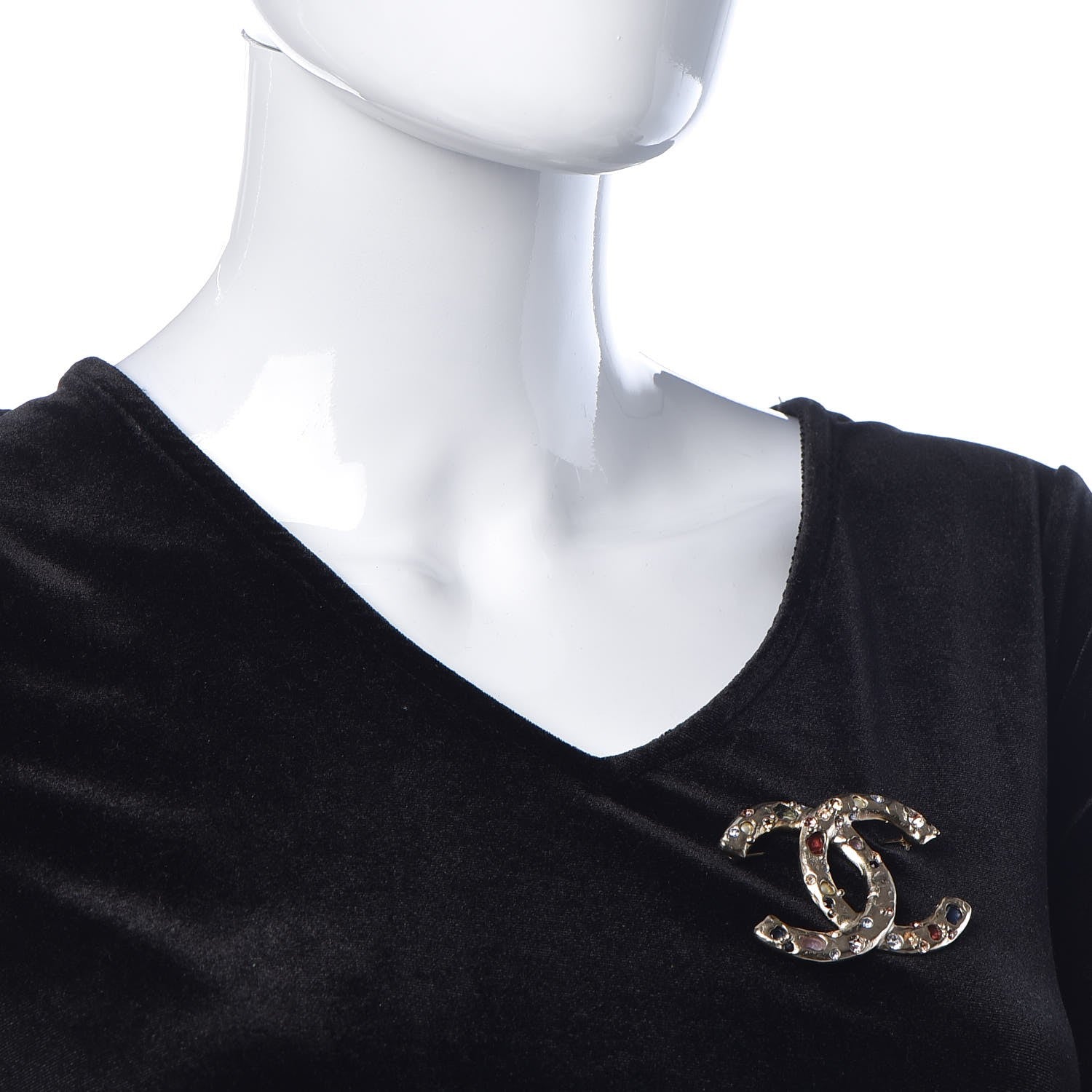 Chanel Crystal Pearl CC Brooch Gold 2 of 4