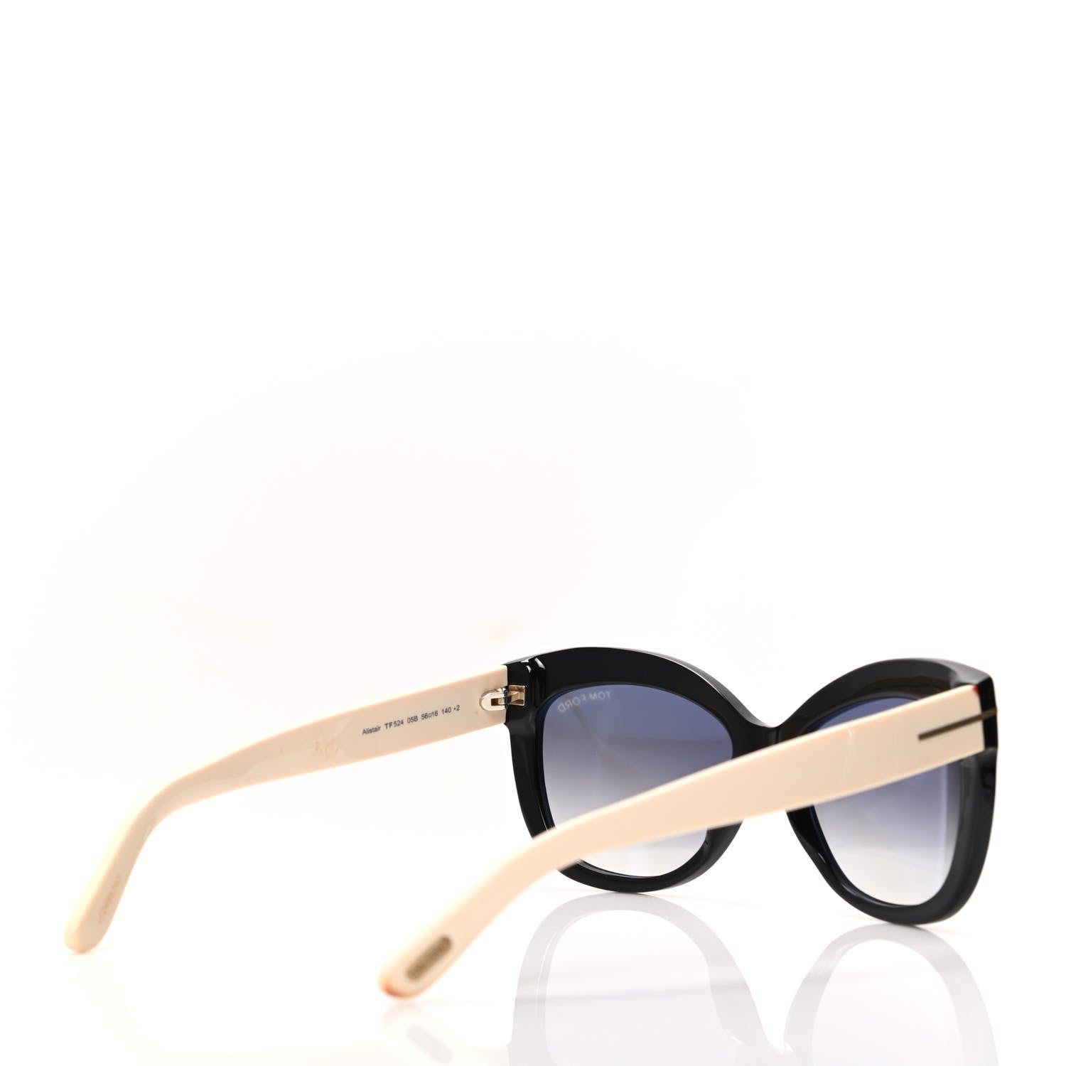 Tom Ford Acetate Alistair Cat Eye Sunglasses TF524 Black Beige 4 of 8