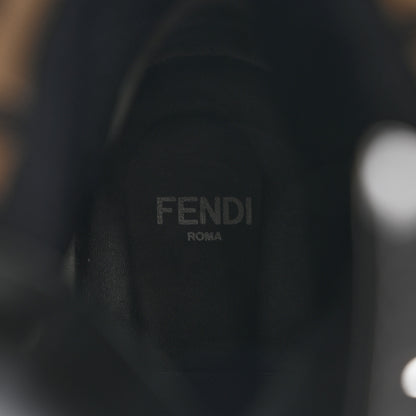Fendi Calfskin Stretch Fabric Rockoko Biker Boots 37 Tobacco Black Marino 6 of 9