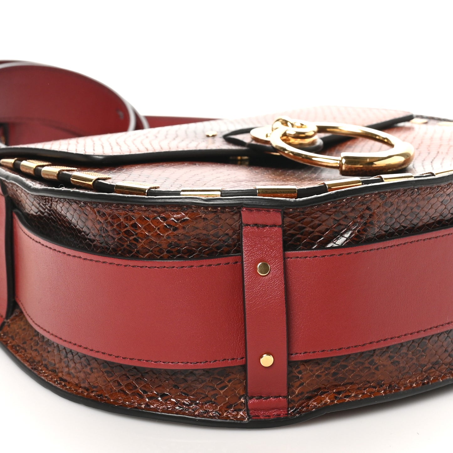 Calfskin Watersnake Embossed Large Tess Bag Red Black