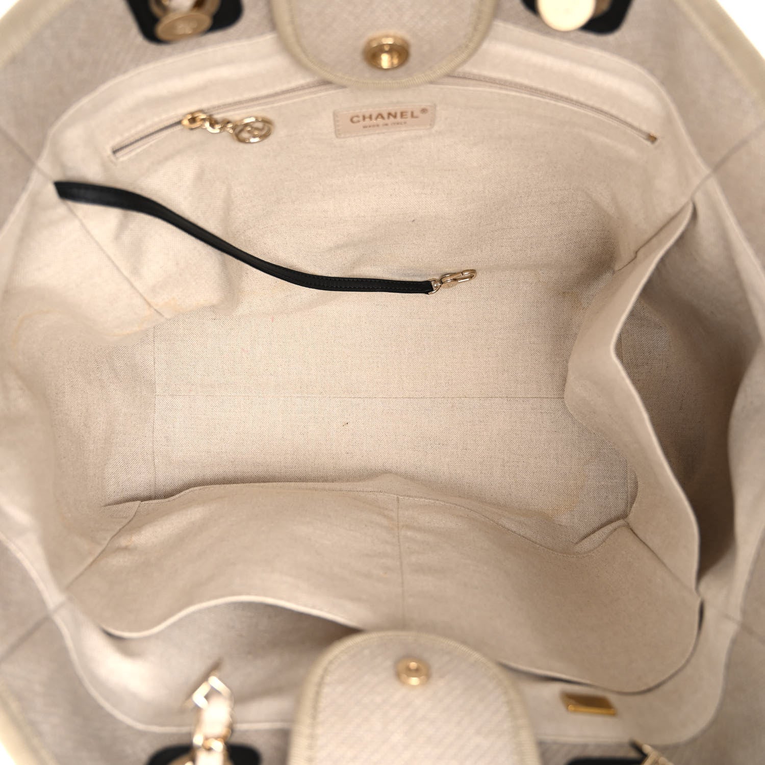 Chanel Mixed Fibers Medium Deauville Tote Beige Black 5 of 10
