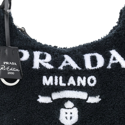 Prada Terry Cloth Mini Re-Edition 2000 Bag Black White 7 of 9
