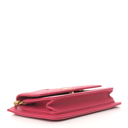 Chanel Caviar Quilted Logo Zip Wallet On Chain WOC Pink 4 of 14