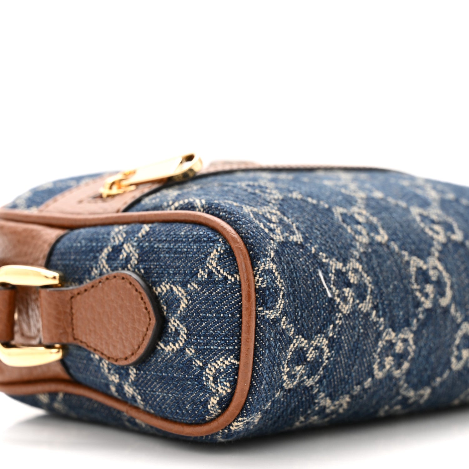 Gucci New Denim GG Monogram Dollar Calfskin Mini Ophidia Shoulder Bag Blue Tea Cuir Epilog 9 of 10