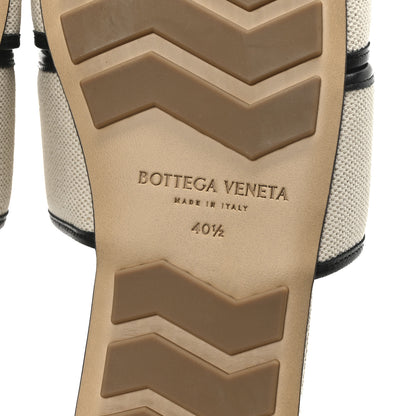 Bottega Veneta Cassette Canvas Patch Flat Sandals 40.5 Natural Black 7 of 9