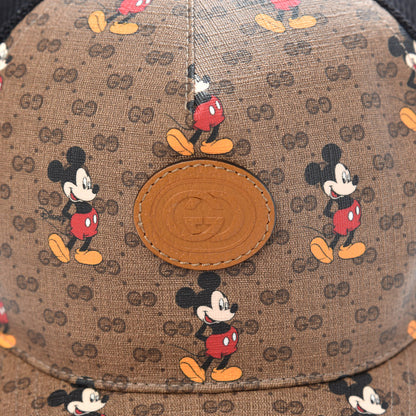 Gucci X DISNEY Mini Vintage GG Supreme Monogram Mickey Mouse Baseball Hat XL Beige Vintage Sun Oil 5 of 8