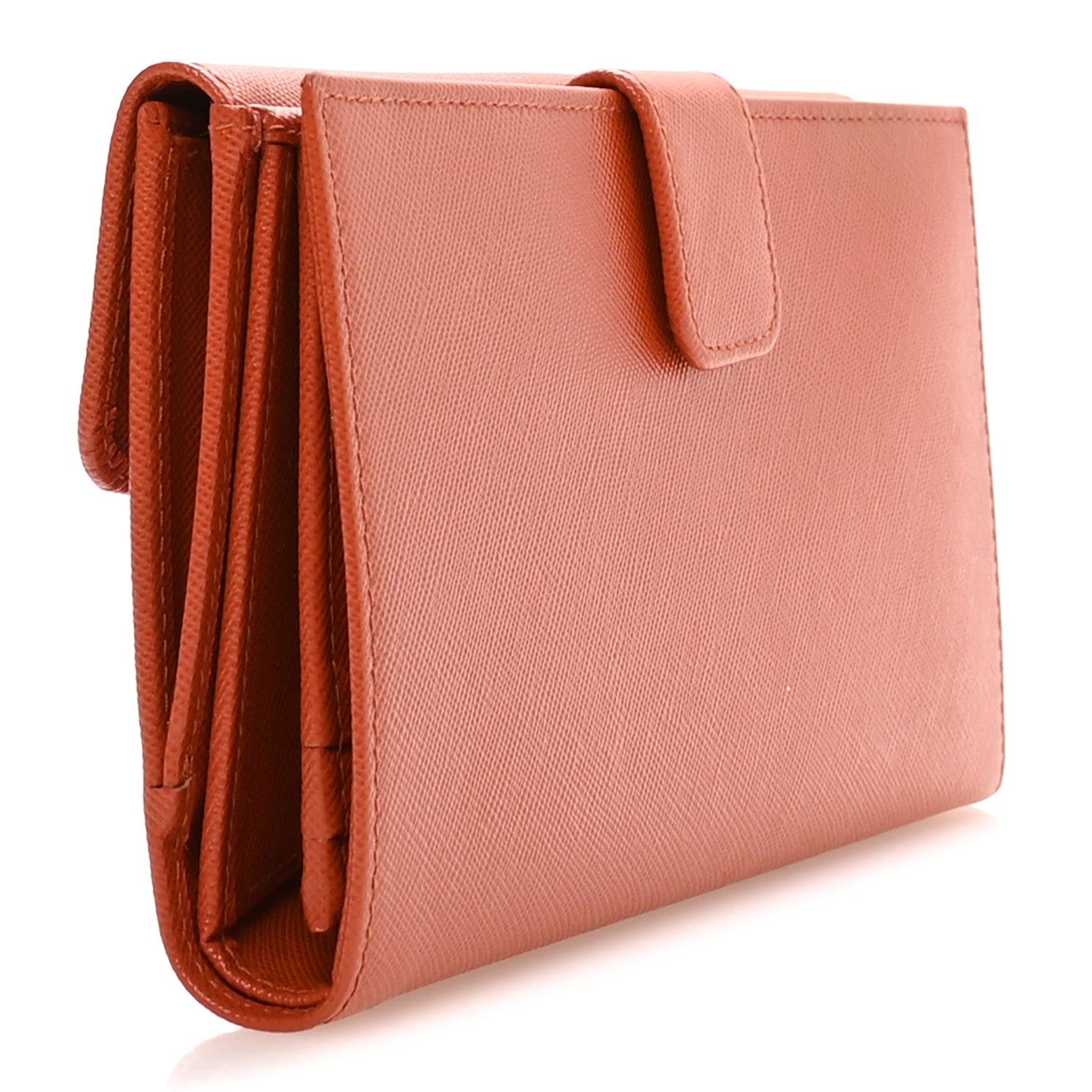 Prada Saffiano Metal Continental Flap Travel Wallet Rame 3 of 8