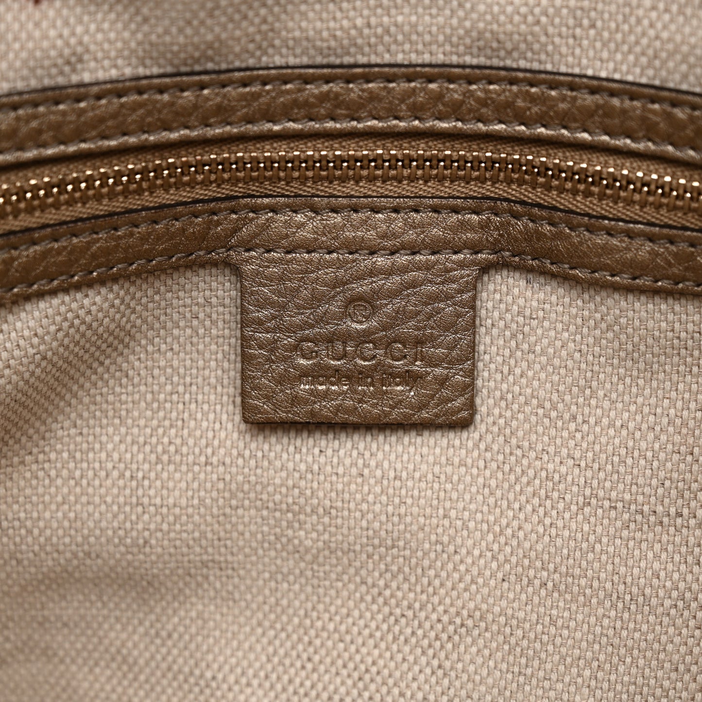 Metallic Pebbled Calfskin Medium Soho Chain Shoulder Bag Golden Beige