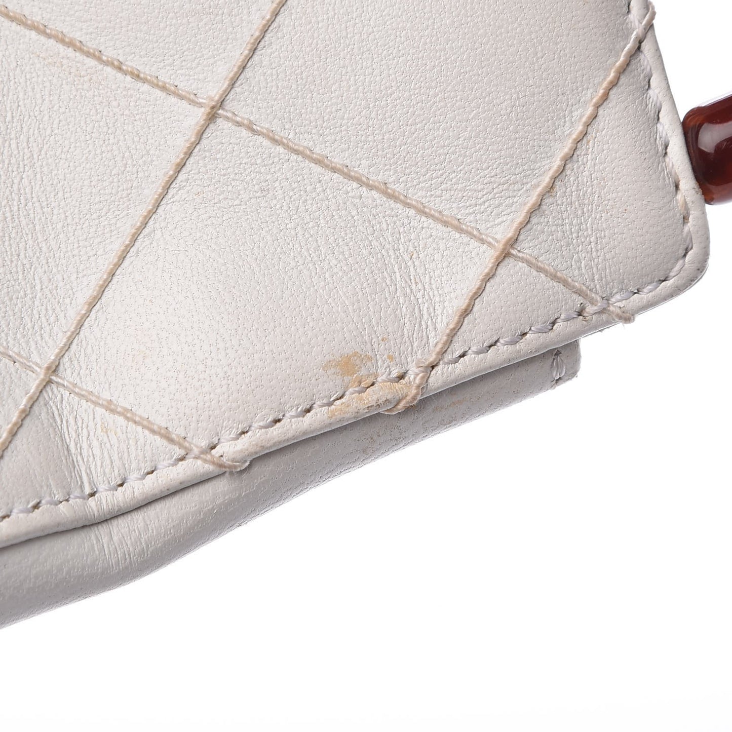 Lambskin Tortoise Handbag White