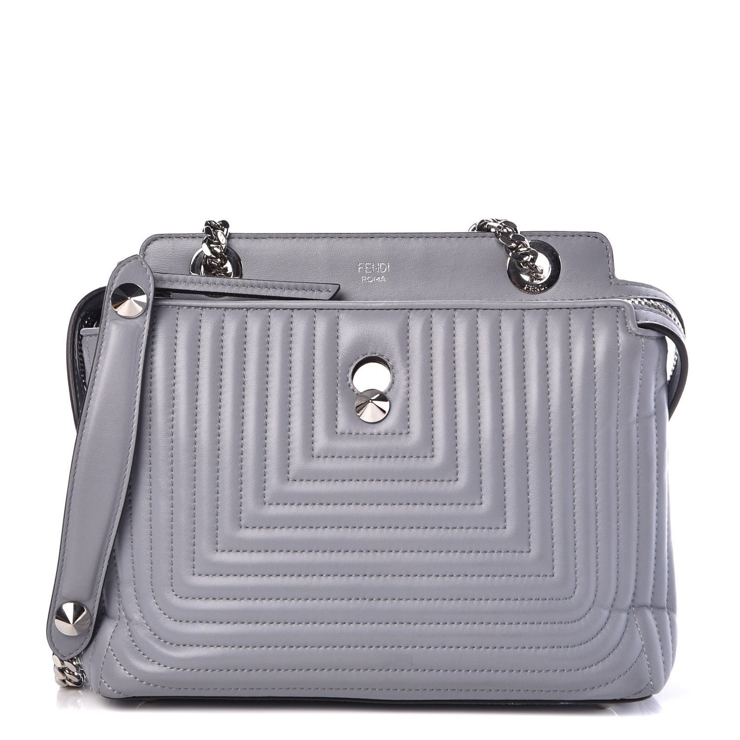 Shiny Nappa Trapuntata Small DotCom Click Chain Satchel Ardesia