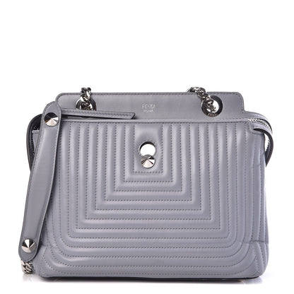 Fendi Shiny Nappa Trapuntata Small DotCom Click Chain Satchel Ardesia 1 of 9