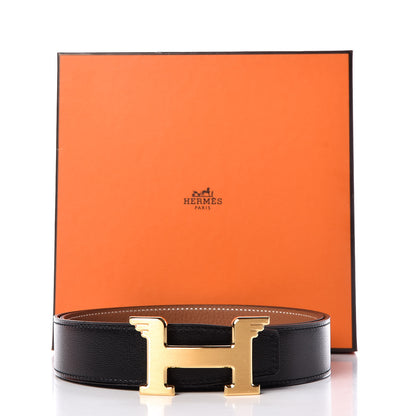 Hermes Box Togo 32mm Pegase H Belt 90 Black Gold 8 of 8