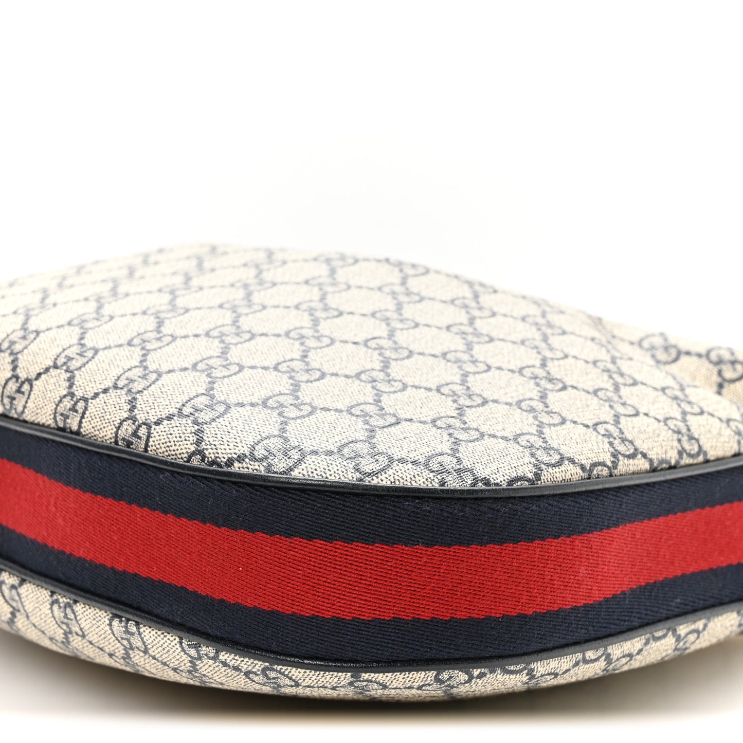 GG Supreme Monogram Textured Calfskin Web Large Attache Shoulder Bag Beige Blue