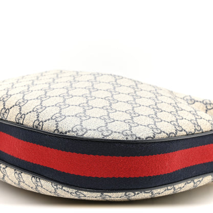 Gucci GG Supreme Monogram Textured Calfskin Web Large Attache Shoulder Bag Beige Blue 10 of 10