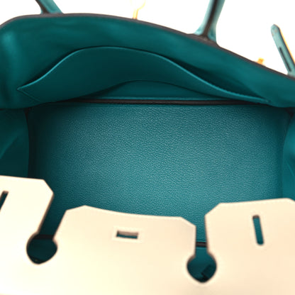 Hermes Epsom Horseshoe Bi Color Birkin 30 Craie Bleu Paon 5 of 13