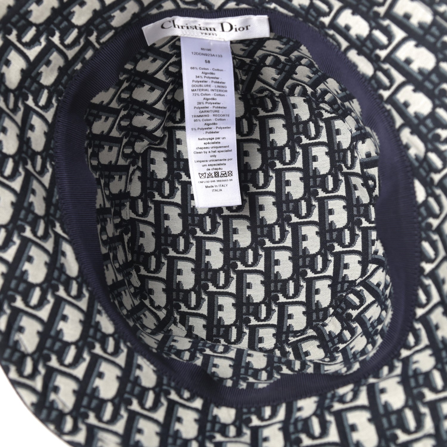 Christian Dior Denim Oblique Small Brim Bucket Hat 58 Blue 5 of 8