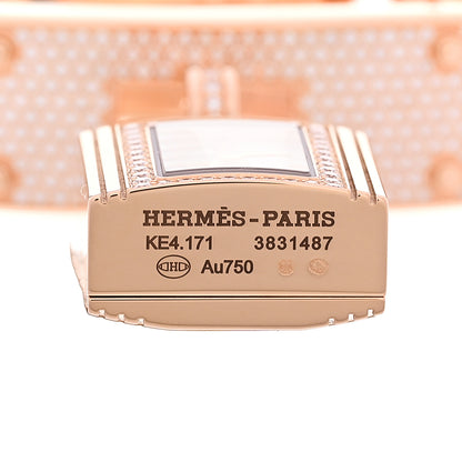 Hermes 18K Rose Gold Diamond Pave 16mm Kelly Quartz Watch 4 of 6