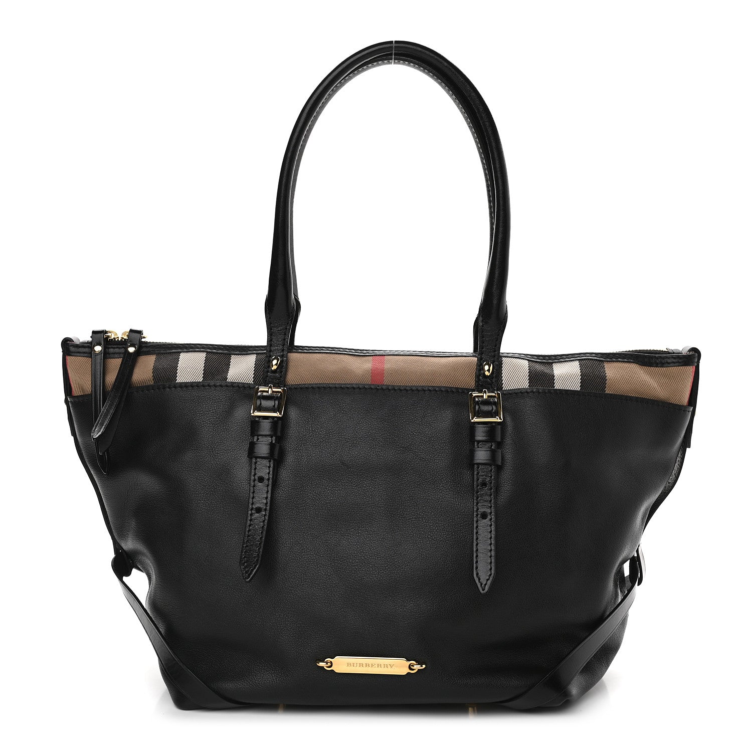 Burberry Calfskin House Check Small Salisbury Tote Black 1 of 10