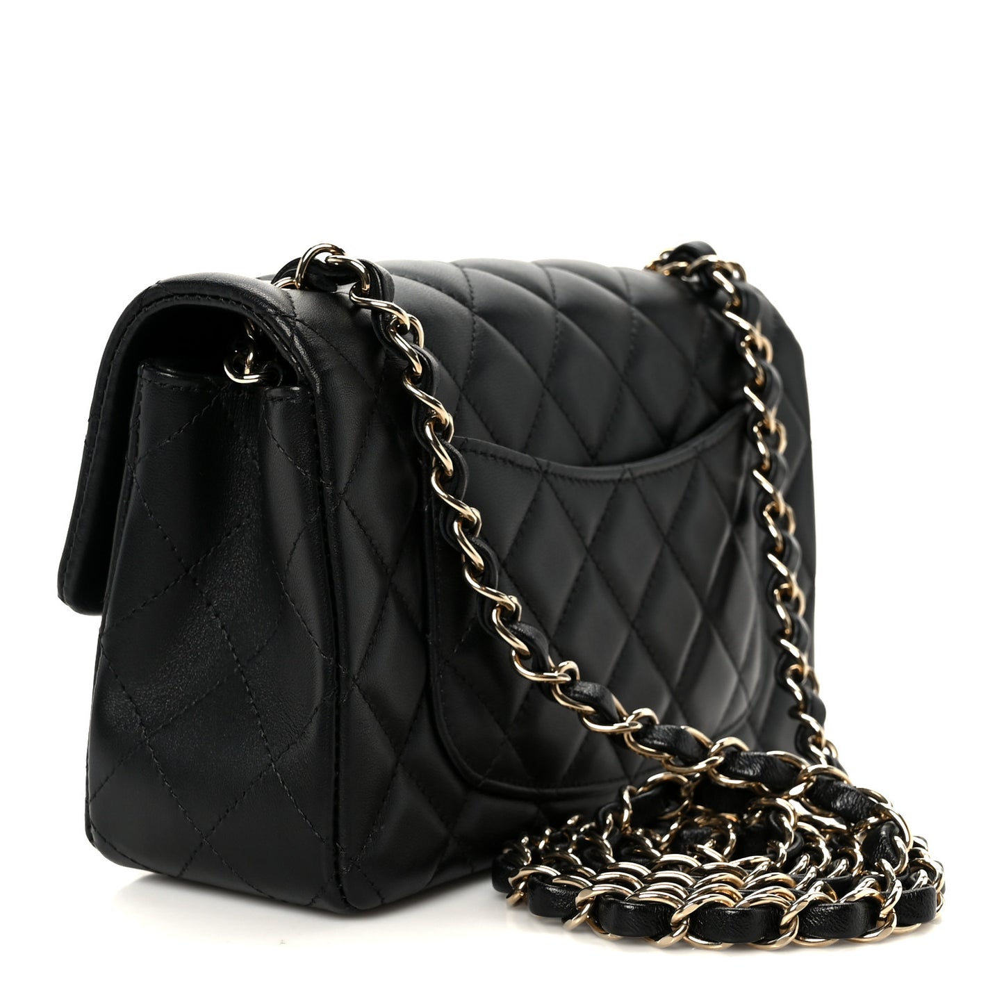 Lambskin Quilted Mini Rectangular Flap Black