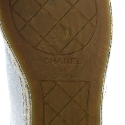 Chanel Grained Calfskin CC Espadrilles 38 White Black 6 of 10