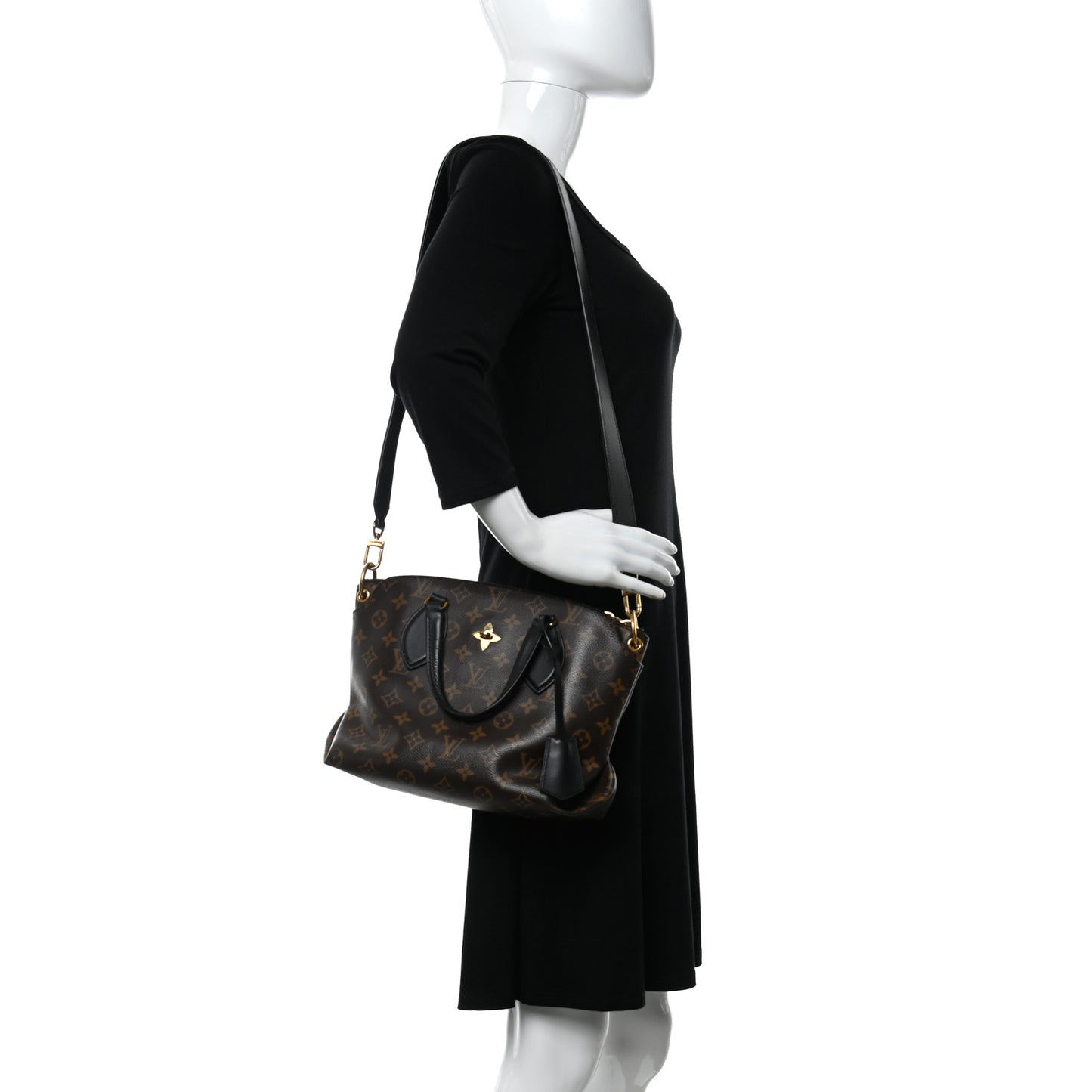Monogram Flower Zipped Tote PM Black