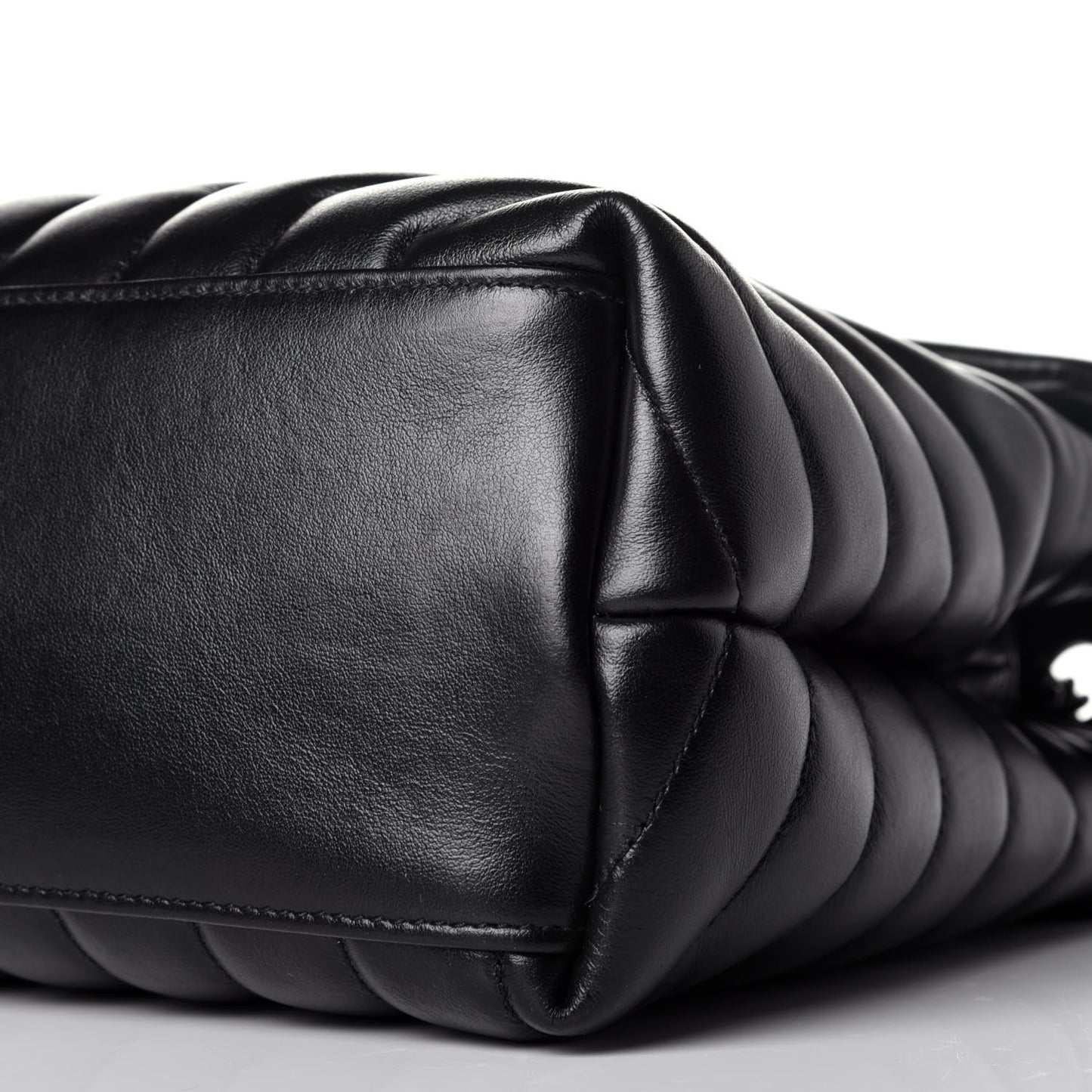 Calfskin Y Quilted Monogram Medium Loulou Chain Satchel Black