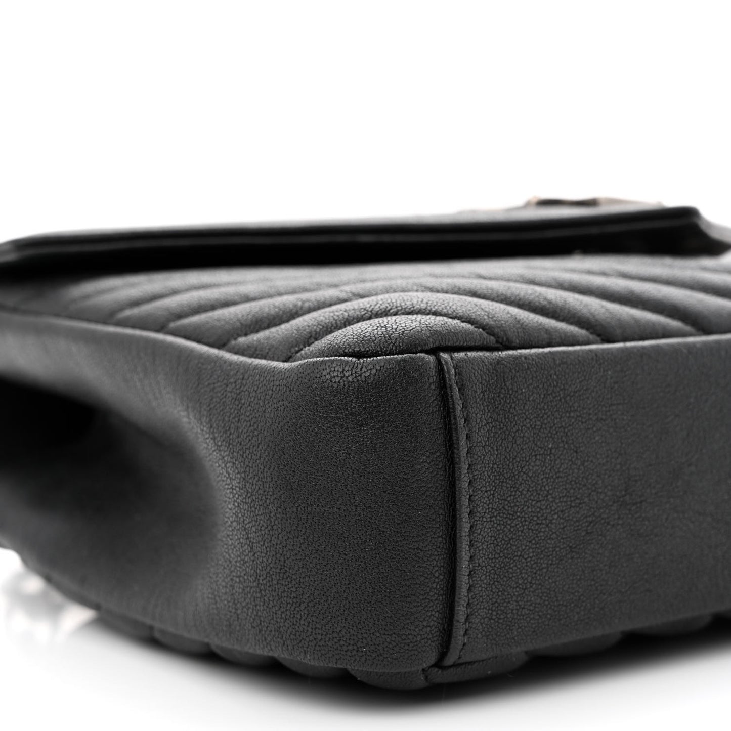 Sheepskin Matelasse Chevron Monogram Medium College Bag Black