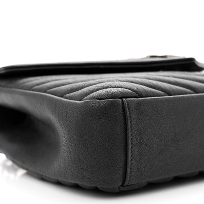 Saint Laurent Sheepskin Matelasse Chevron Monogram Medium College Bag Black 10 of 15