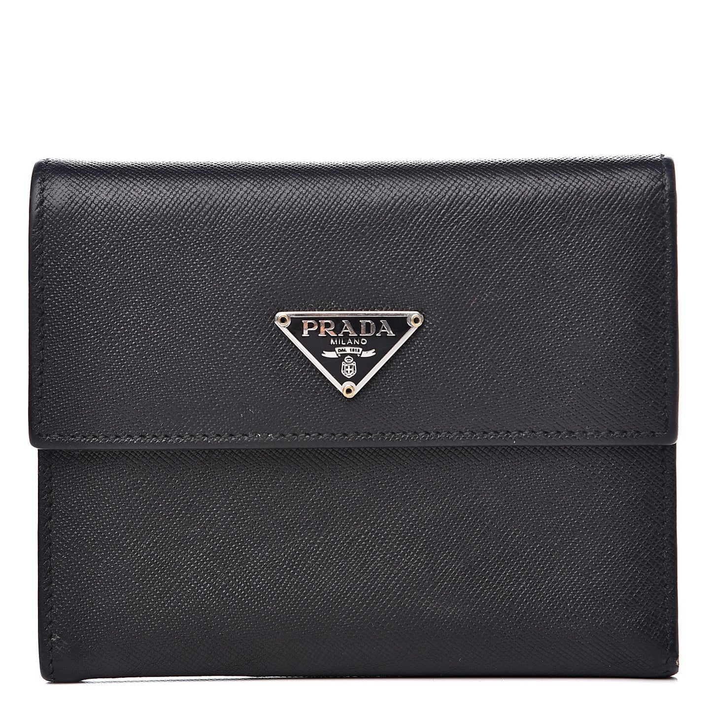 Saffiano Tri-Fold Compact Wallet Black