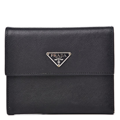 Prada Saffiano Tri-Fold Compact Wallet Black 1 of 10