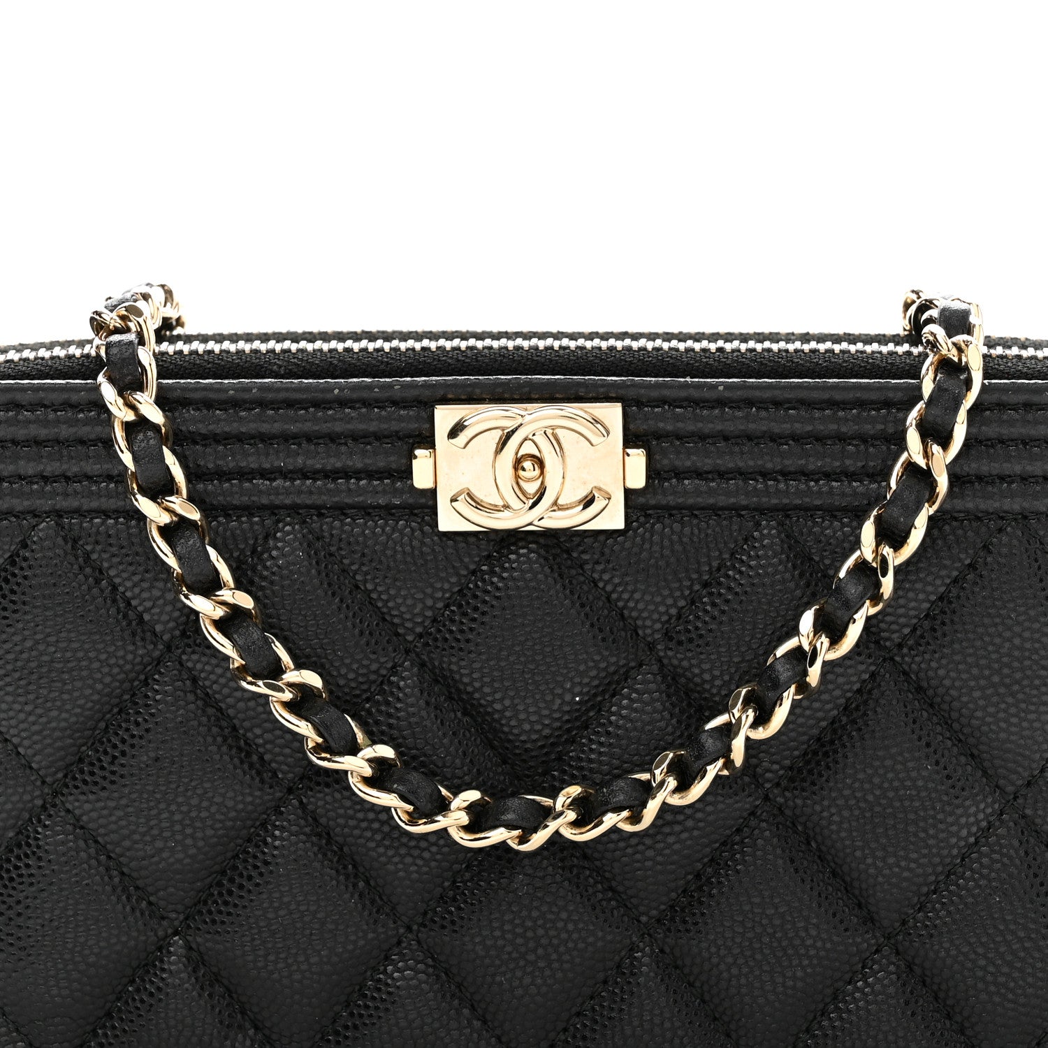 Chanel Caviar Quilted Small Boy Clutch With Chain Black 9 of 11