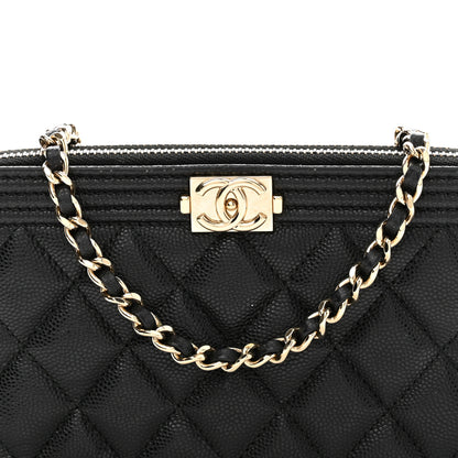 Chanel Caviar Quilted Small Boy Clutch With Chain Black 9 of 11