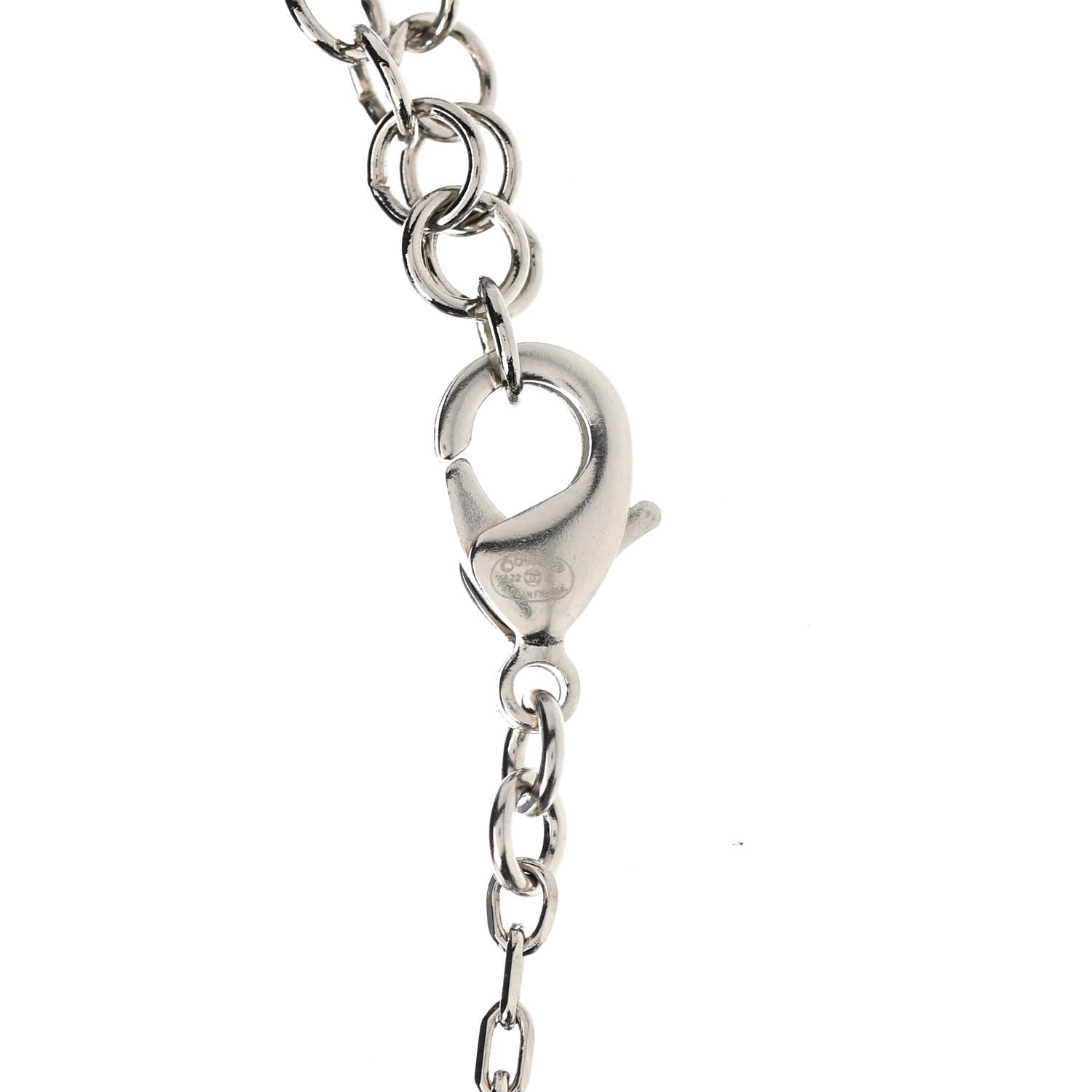 Chanel Crystal CC Chain Short Necklace Silver 5 of 6