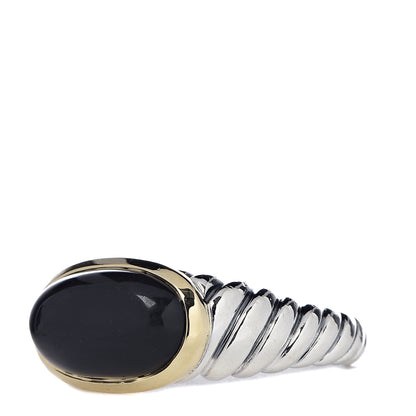 David Yurman Sterling Silver 18K Yellow Gold Black Onyx Ring 54 7 3 of 5