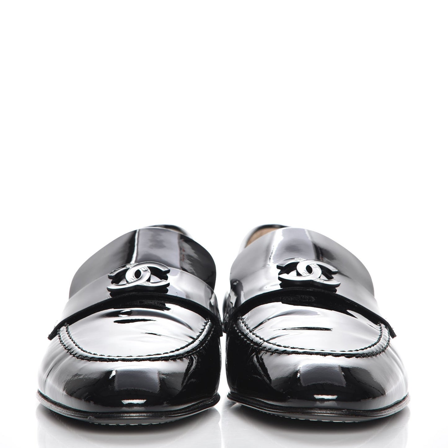 Patent Calfskin CC Loafers 39.5 Black